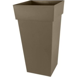 EDA Pot de fleurs XXL Toscane - Carré - 43,3 x 43,3 x H 80 cm - 98 L - Marron taupe