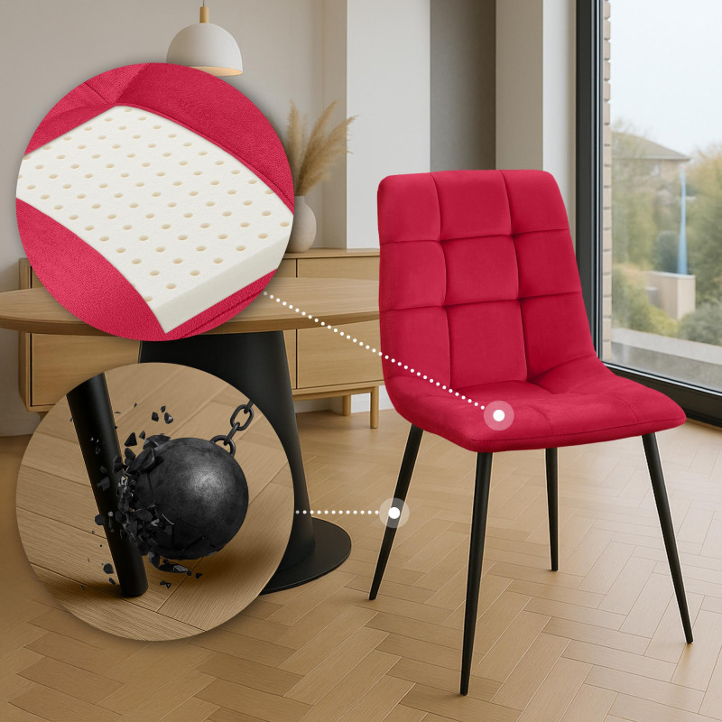 Ensemble de 4 chaises de salle à manger Antibes rouges