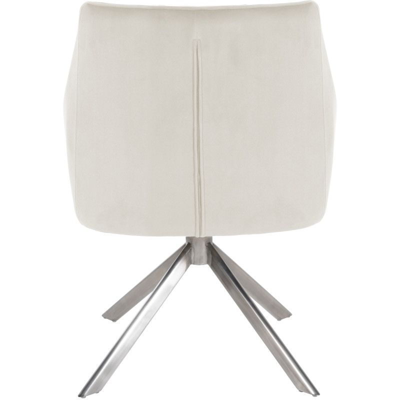 Chaise de salle à manger Swing velours acier inoxydable crème