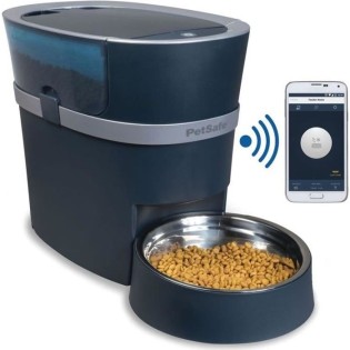 PetSafe - Distributeur de Croquettes Automatique ConnectÈ Smart Feed pour Chien/Chat, avec minuterie, bol en acier inoxydable, 5