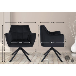 Chaise de salle à manger suspendue, velours, noire