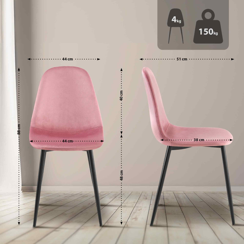 Chaise de salle à manger Napier en velours rose