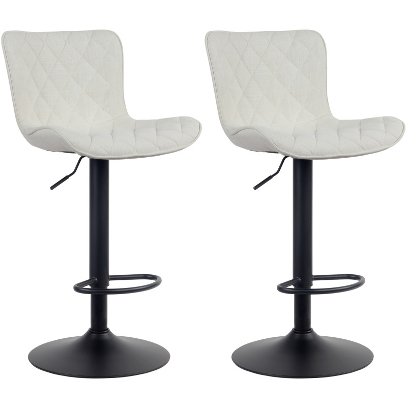 Lot de 2 tabourets de bar en tissu Emma crème