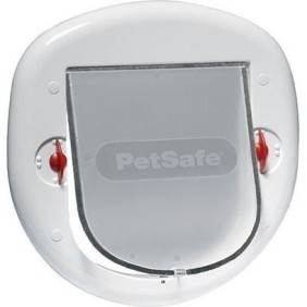 Porte pour gros chat et petit chien - PETSAFE - 4 positions - Blanc