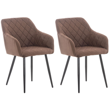 Lot de 2 chaises de salle à manger Shila en tissu marron