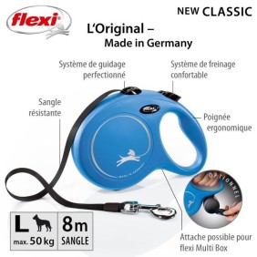 Laisse New Classic L Tape 8 m blue Flexi CL30T8-251-BL-20