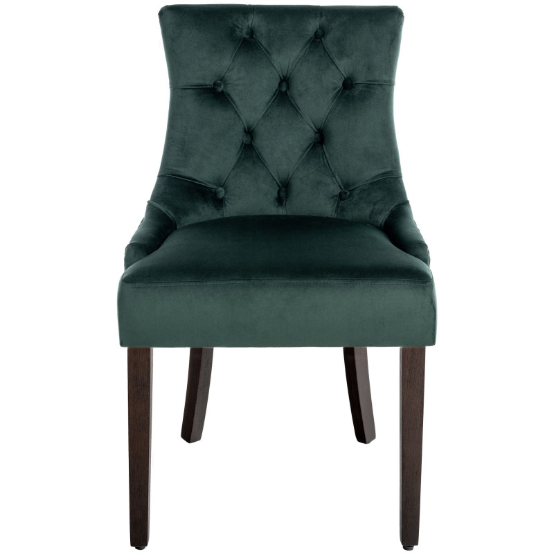 Chaise de salle à manger Aberdeen en velours vert foncé antique