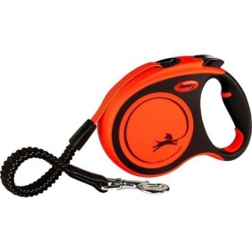 Laisse sangle flexi XTREME - FLEXI - Taille L - 5m - Noir et orange