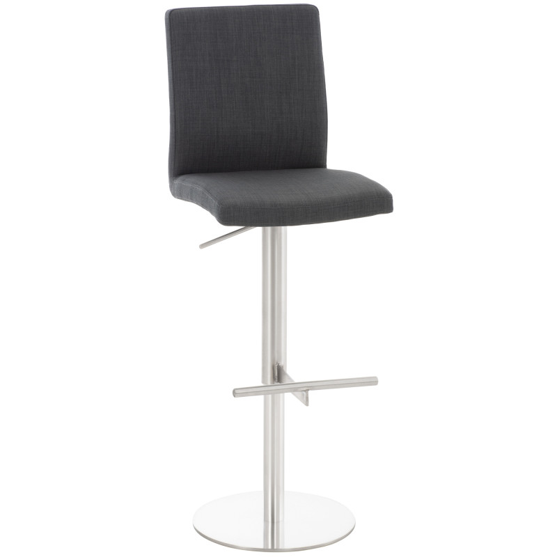 Tabouret de bar Cadiz tissu acier inoxydable gris foncé