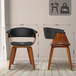 Fauteuil Bruce, similicuir, noyer/noir