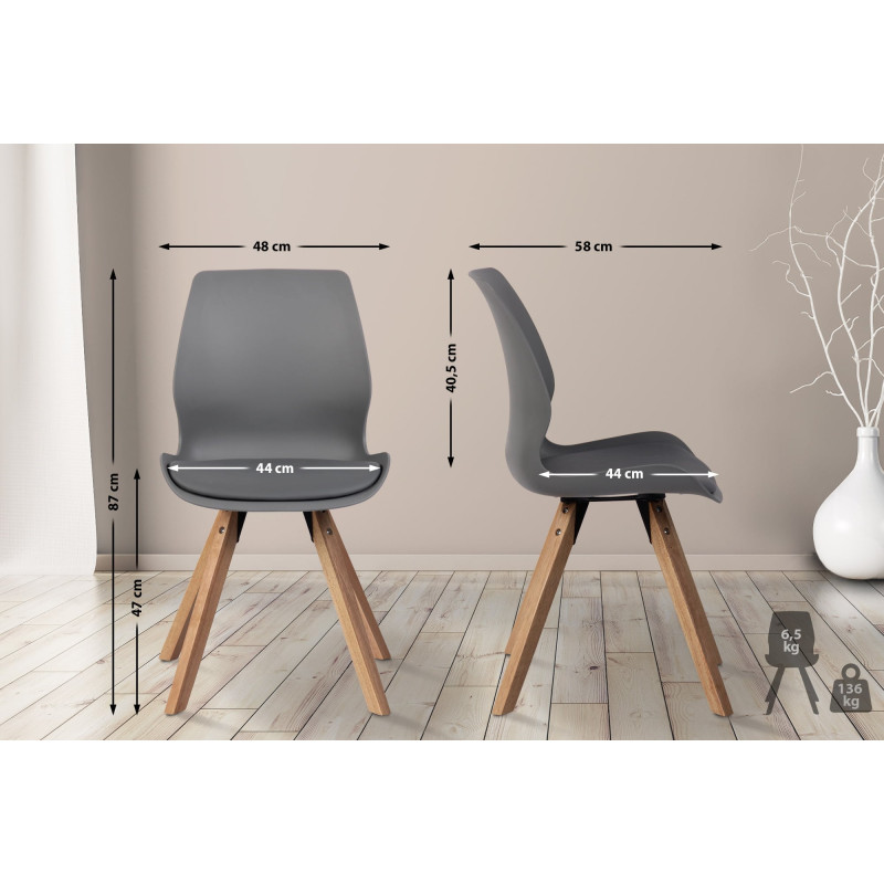 Lot de 2 chaises en plastique Luna, grises