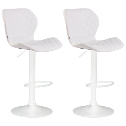 Lot de 2 tabourets de bar en liège simili cuir blanc