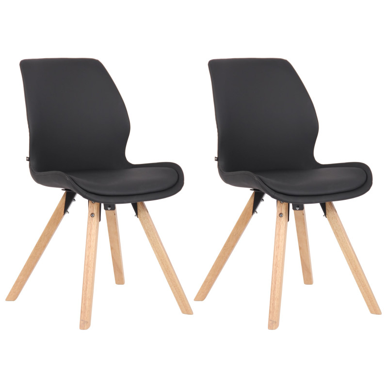 Ensemble de 2 chaises Luna en similicuir noir