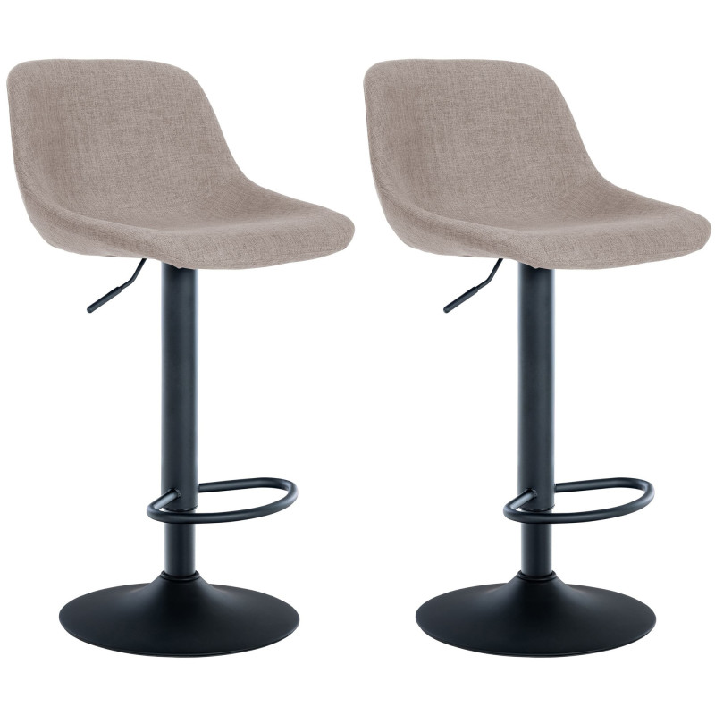 Lot de 2 tabourets de bar en tissu loft taupe