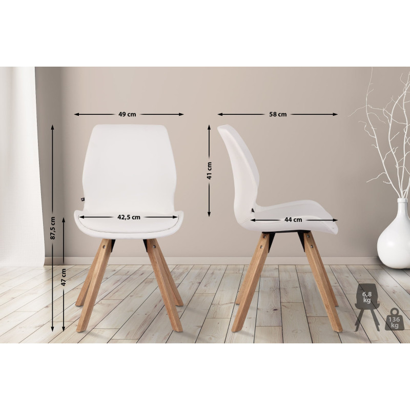 Lot de 2 chaises Luna, simili cuir blanc