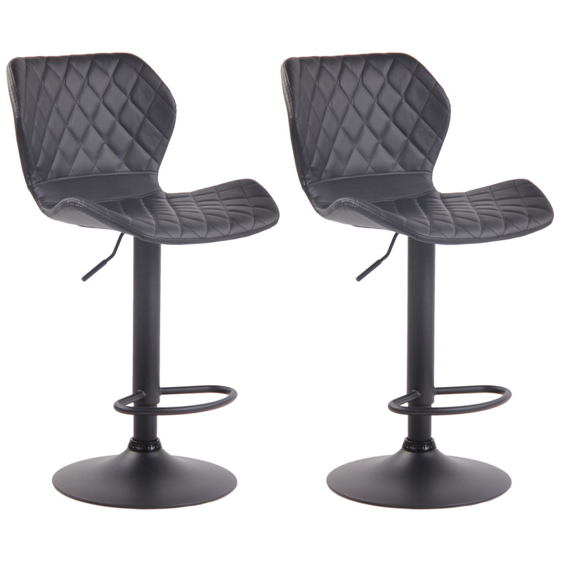 Lot de 2 tabourets de bar en liège simili cuir noir