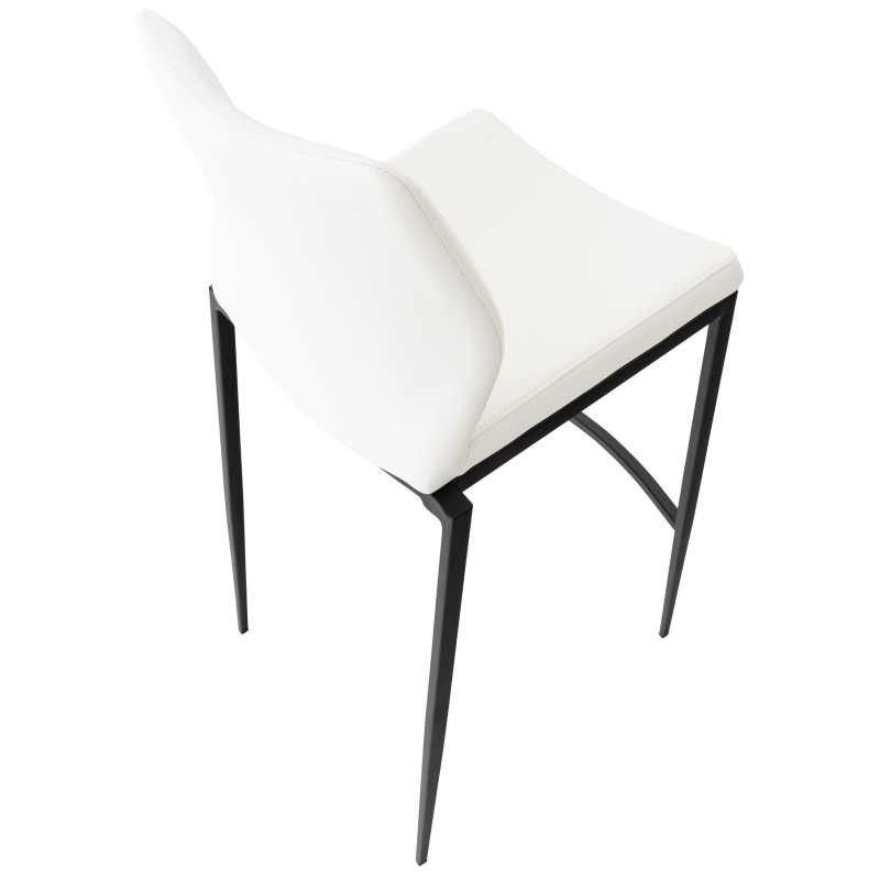 Tabouret de bar Matola, simili cuir blanc