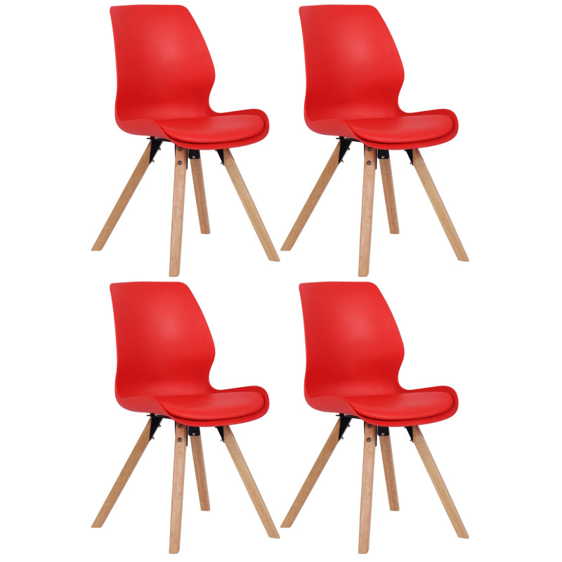 Lot de 4 chaises en plastique Luna, rouge