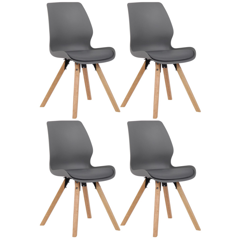 Lot de 4 chaises en plastique Luna, grises