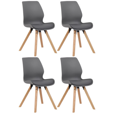 Lot de 4 chaises en plastique Luna, grises