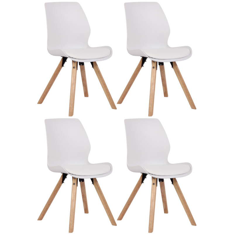 Ensemble de 4 chaises Luna, en plastique, blanches