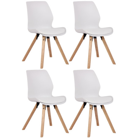 Lot de 4 chaises en plastique Luna, blanches