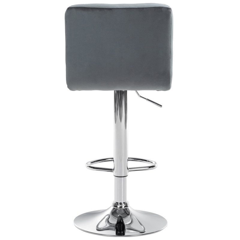 Tabouret de bar Pérou velours chrome gris foncé