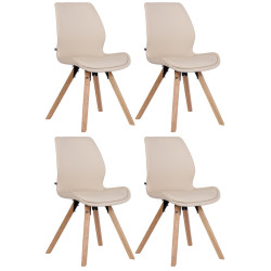 Lot de 4 chaises Luna, simili cuir crème
