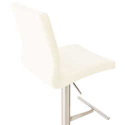 Lot de 2 tabourets de bar Cadiz simili cuir acier inoxydable crème