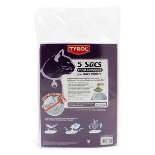 TYROL Lot de 5 Sac pour bac a litiere - Fond cartonnÈ - RÈsiste aux griffes - 44 x 30 cm - Pour chat