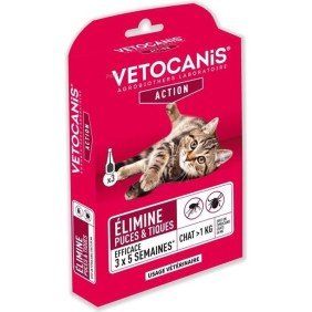 VETOCANIS Pipettes Spot on, Anti-puces et Anti-tiques - Pour chat