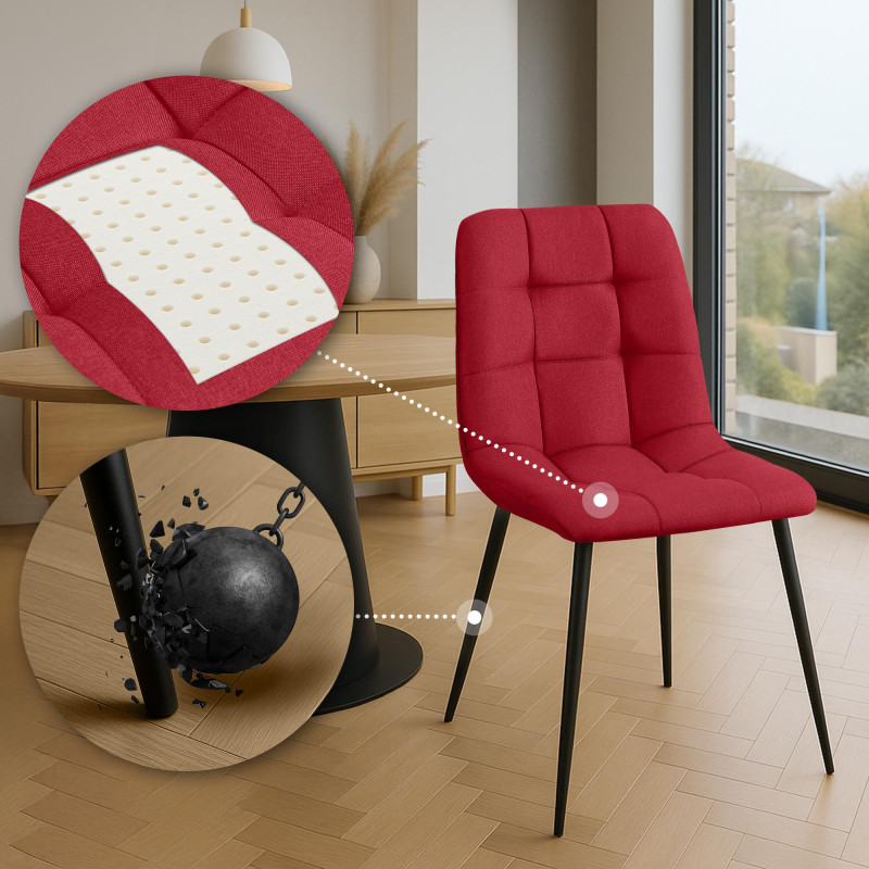 Chaise de salle à manger Antibes tissu rouge