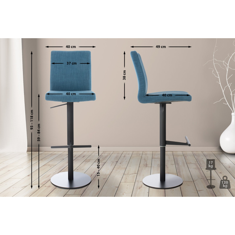 Lot de 2 tabourets de bar Cadiz en tissu bleu