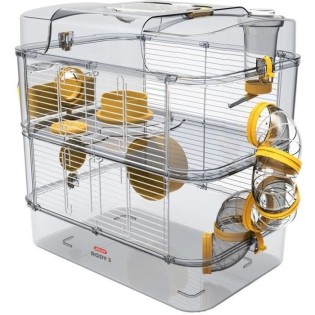 ZOLUX Cage sur 2 Ètages pour hamsters, souris et gerbilles - Rody3 duo - L 41 x p 27 x h 40,5 cm - Banane