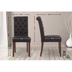 Ensemble de 2 chaises de salle à manger Lisburn, tissu noir