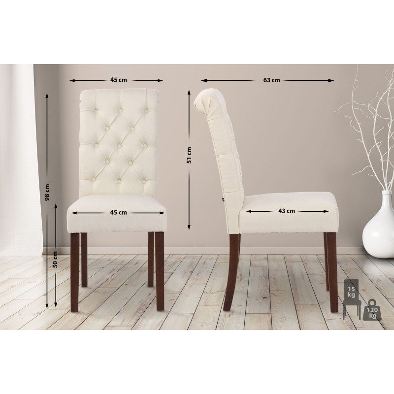 Lot de 2 chaises de salle à manger en tissu Lisburn crème