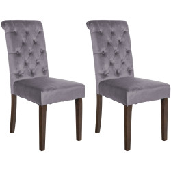 Lot de 2 chaises de salle à manger Lisburn en velours gris foncé