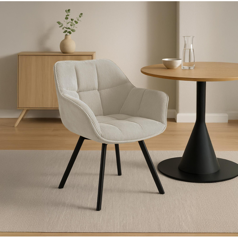 Chaise de salle à manger Jordi Cord crème
