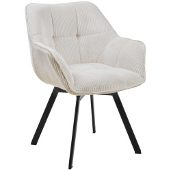 Chaise de salle à manger Jordi Cord, crème