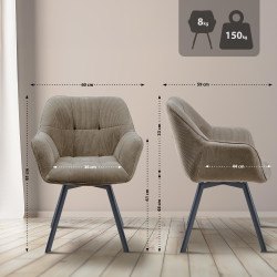 Chaise de salle à manger Jordi Cord marron