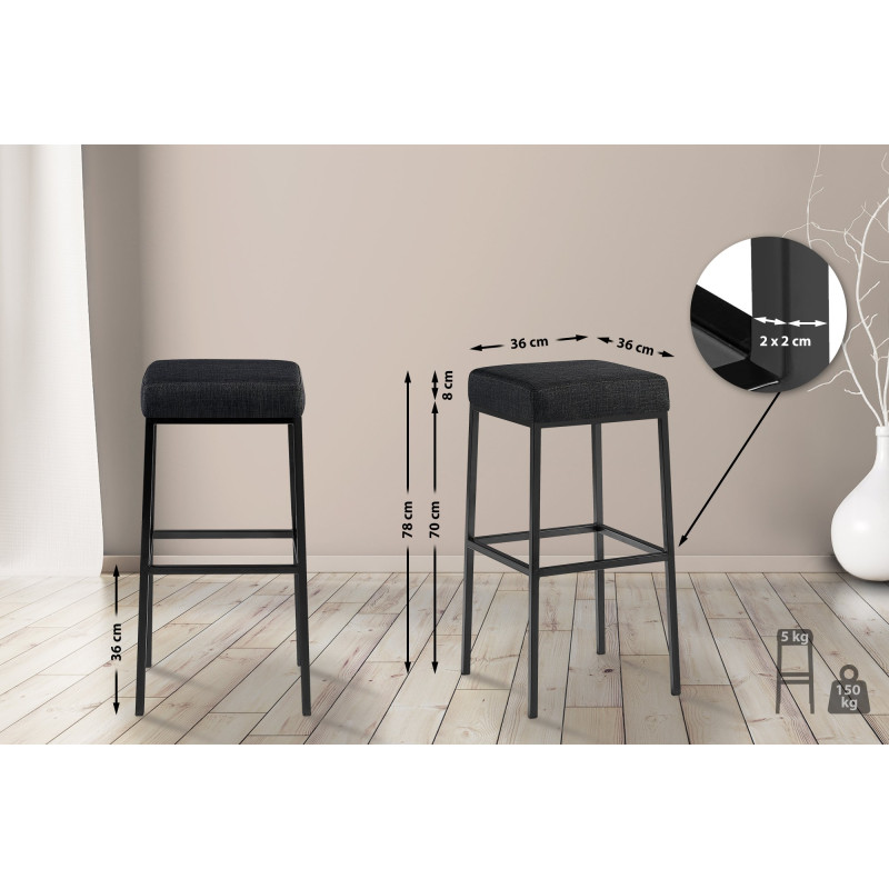 Tabouret de bar Montréal B80 en tissu gris foncé