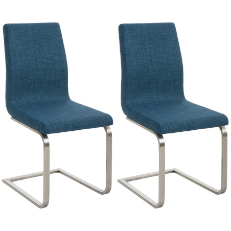 Lot de 2 chaises de salle à manger en tissu Belfort bleu