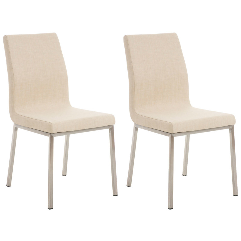 Ensemble de 2 chaises de salle à manger Colmar, tissu crème