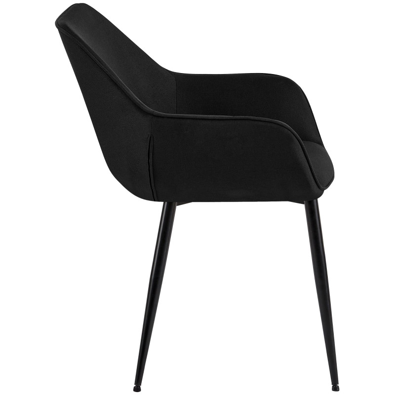 Chaise de salle à manger Vessa en tissu noir