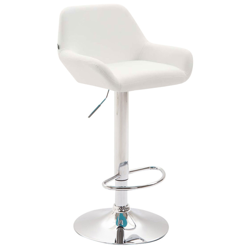 Lot de 2 tabourets de bar Braga simili cuir chromé blanc