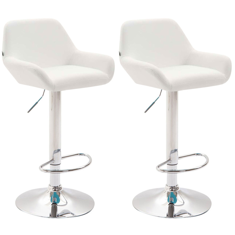 Lot de 2 tabourets de bar Braga simili cuir chromé blanc