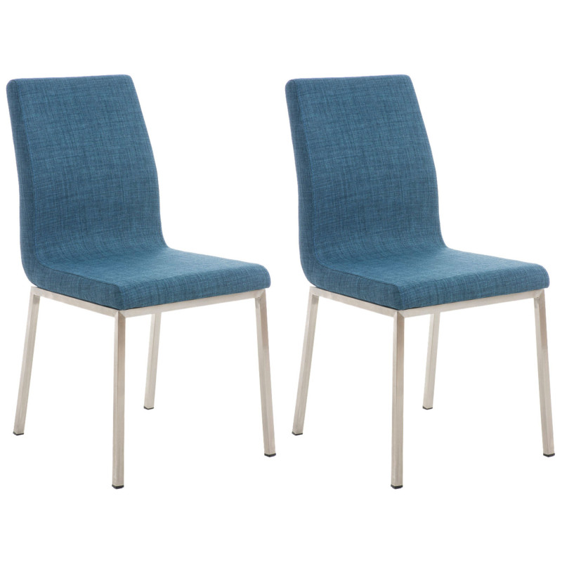 Lot de 2 chaises de salle à manger Colmar en tissu bleu