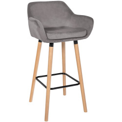 Tabouret de bar Grant velours gris