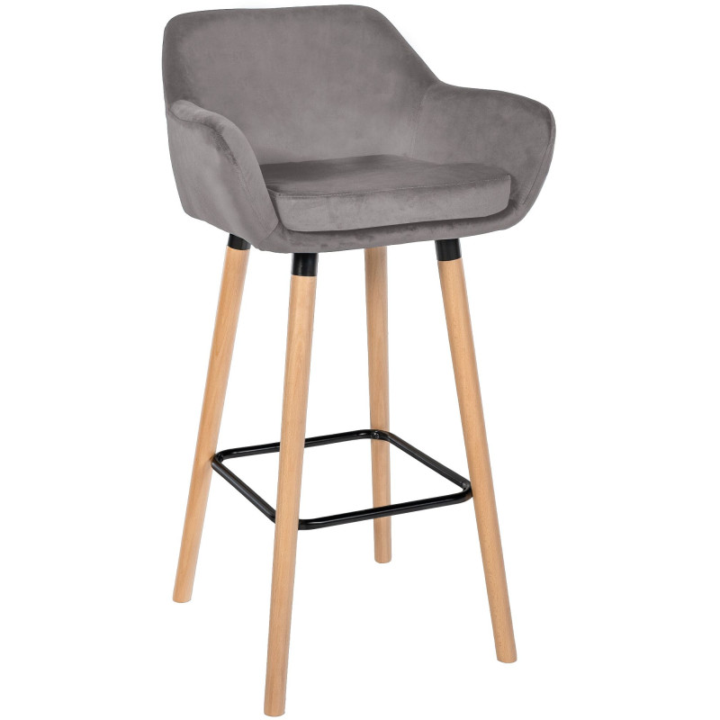 Tabouret de bar Grant velours gris