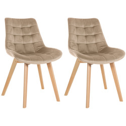 Ensemble de 2 chaises Brook en velours marron